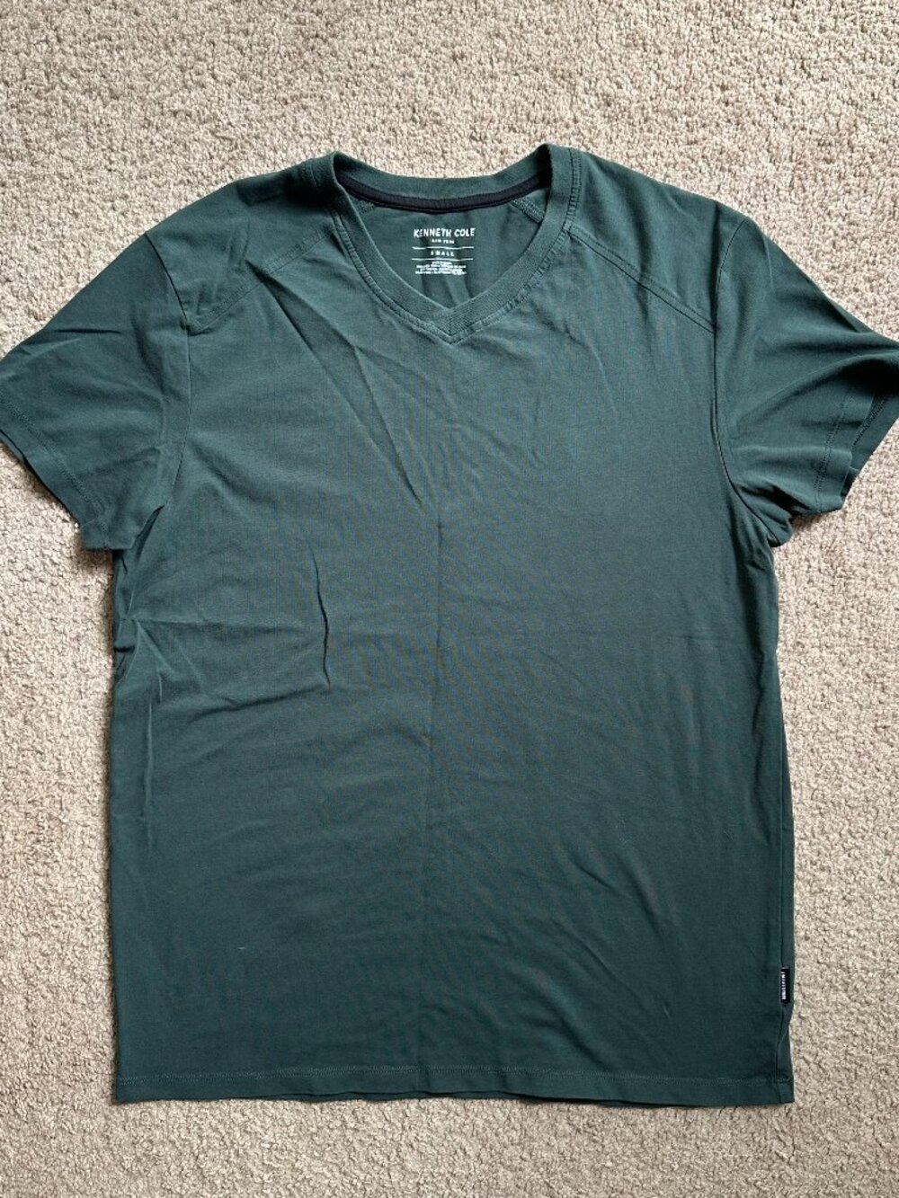 Kenneth Cole Shirt Womens Small V Neck Forest Green Pullover Short Sleeve Cotton